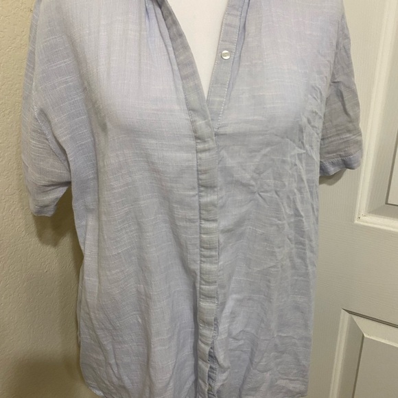 Zara womens button down short sleeve lightweight thin linen striped beachy xs - Picture 2 of 9